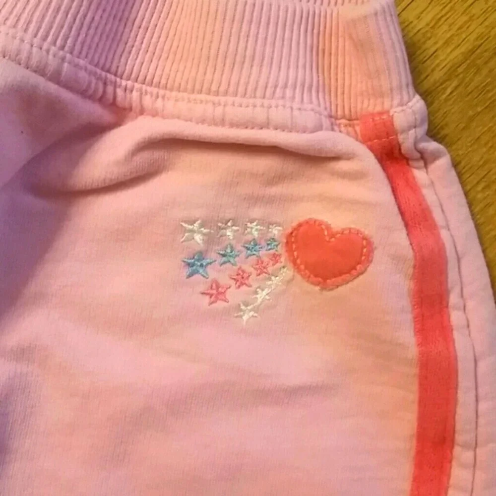 Gymboree Girls Embroidered Navy Short Sleeve Shirt with Pink Sweatpants Size 3-4